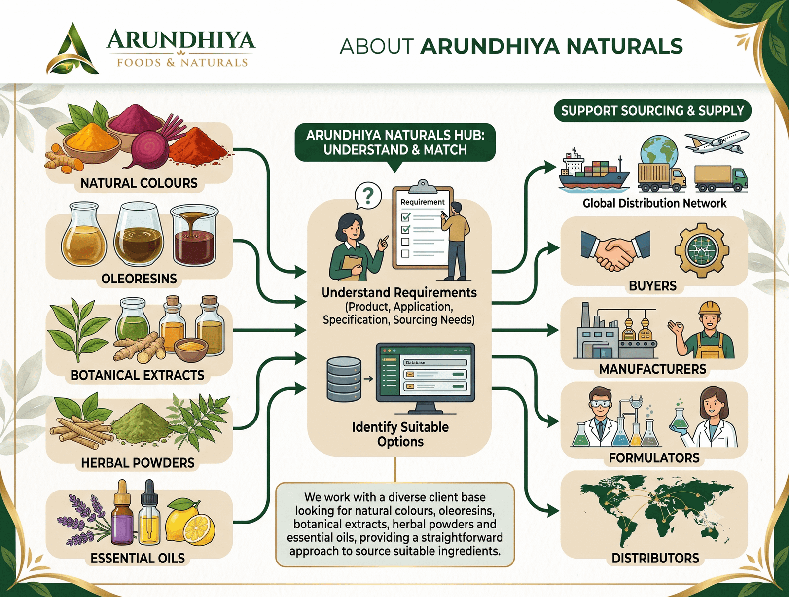 Natural botanical leaves representing natural ingredient sourcing